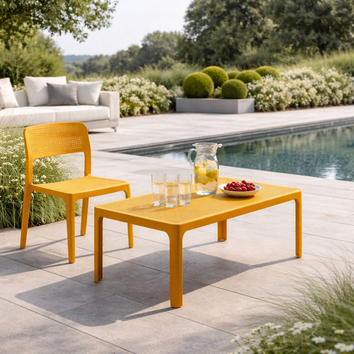 Outdoor Perforated Rectangular Coffee Table – Net – outdoor alternate view 10
