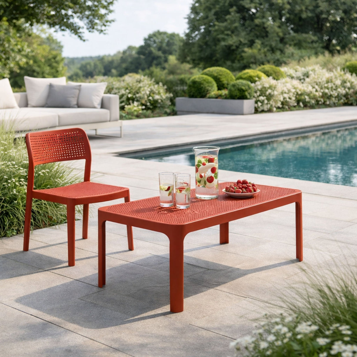 Outdoor Perforated Rectangular Coffee Table – Net – outdoor alternate view 12