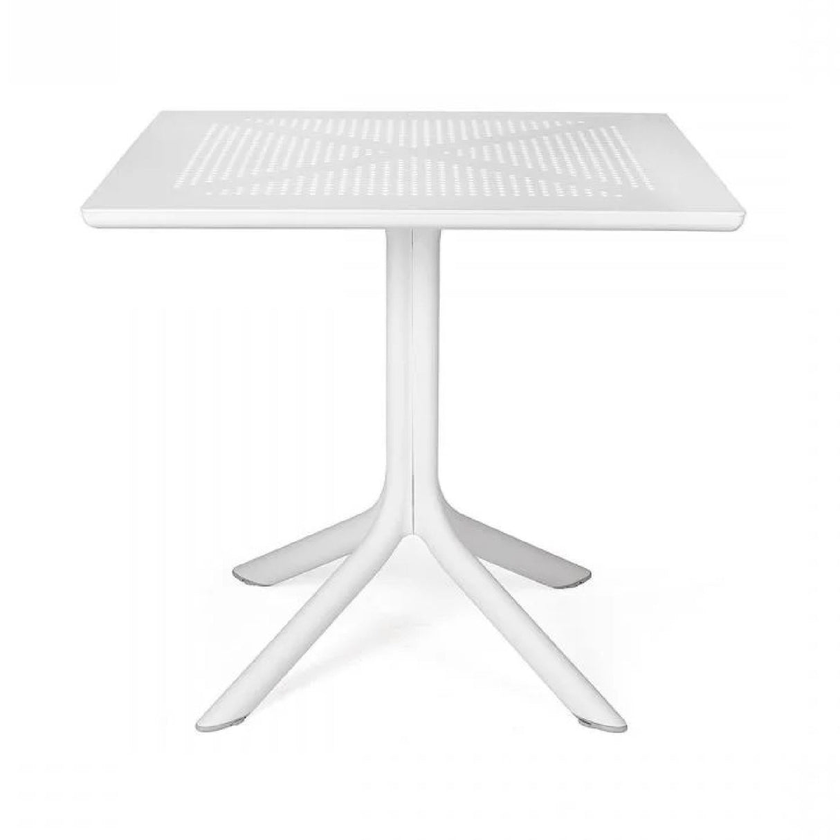 Perforated Square 4-Spoke Outdoor Dining Table – Clip – outdoor front view