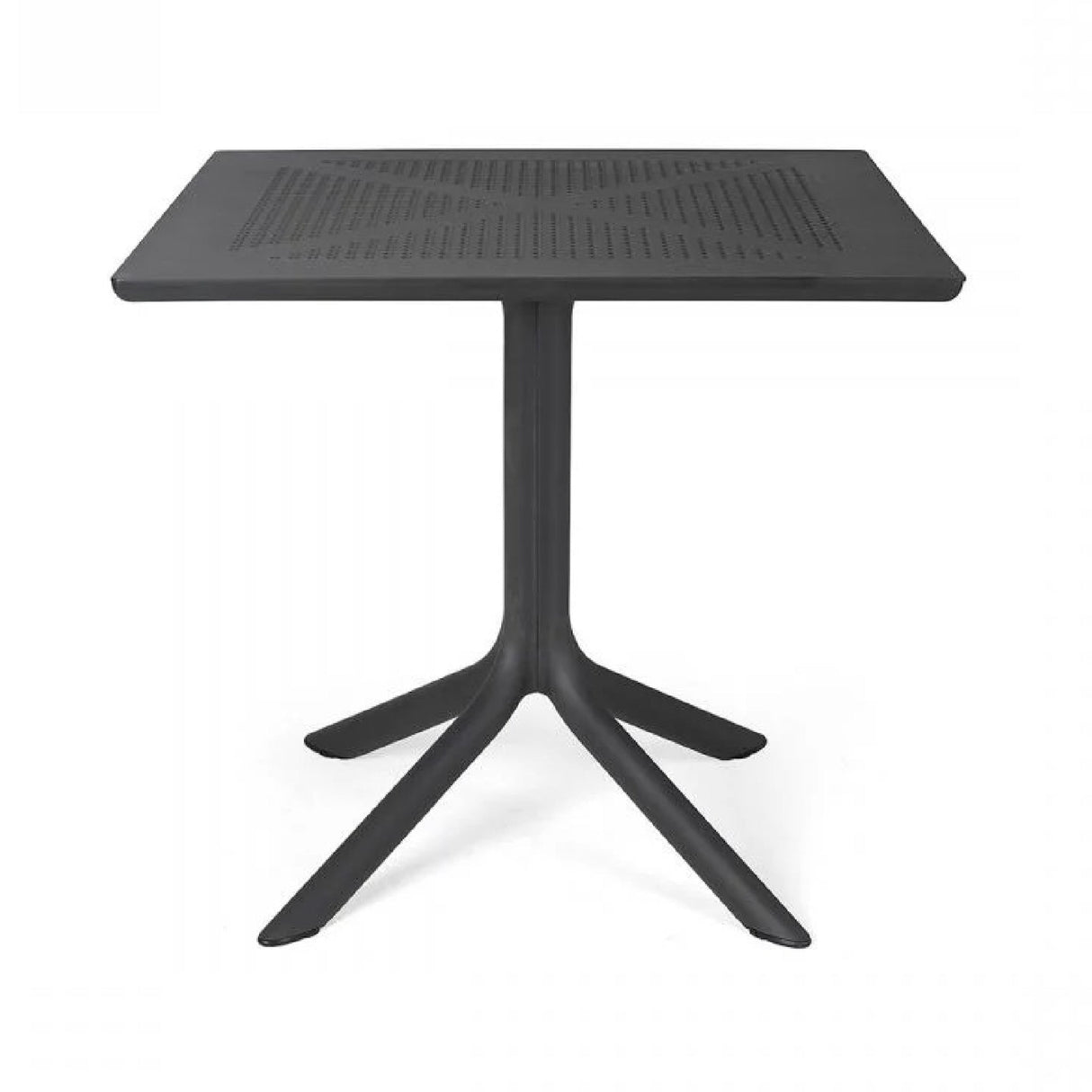 Perforated Square 4-Spoke Outdoor Dining Table – Clip – outdoor side profile