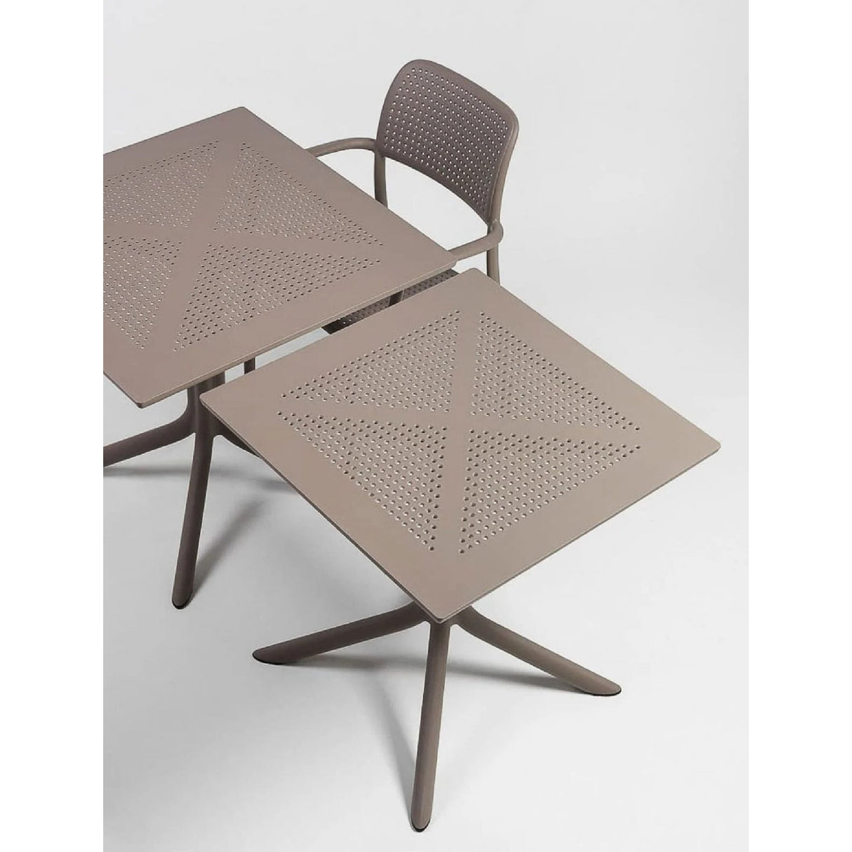 Perforated Square 4-Spoke Outdoor Dining Table – Clip – outdoor alternate view 9