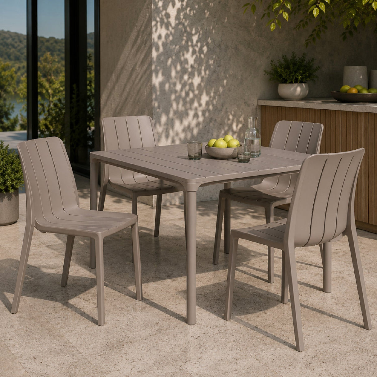 Slatted Outdoor Monobloc Dining Chair – Tiberina – outdoor alternate view 8