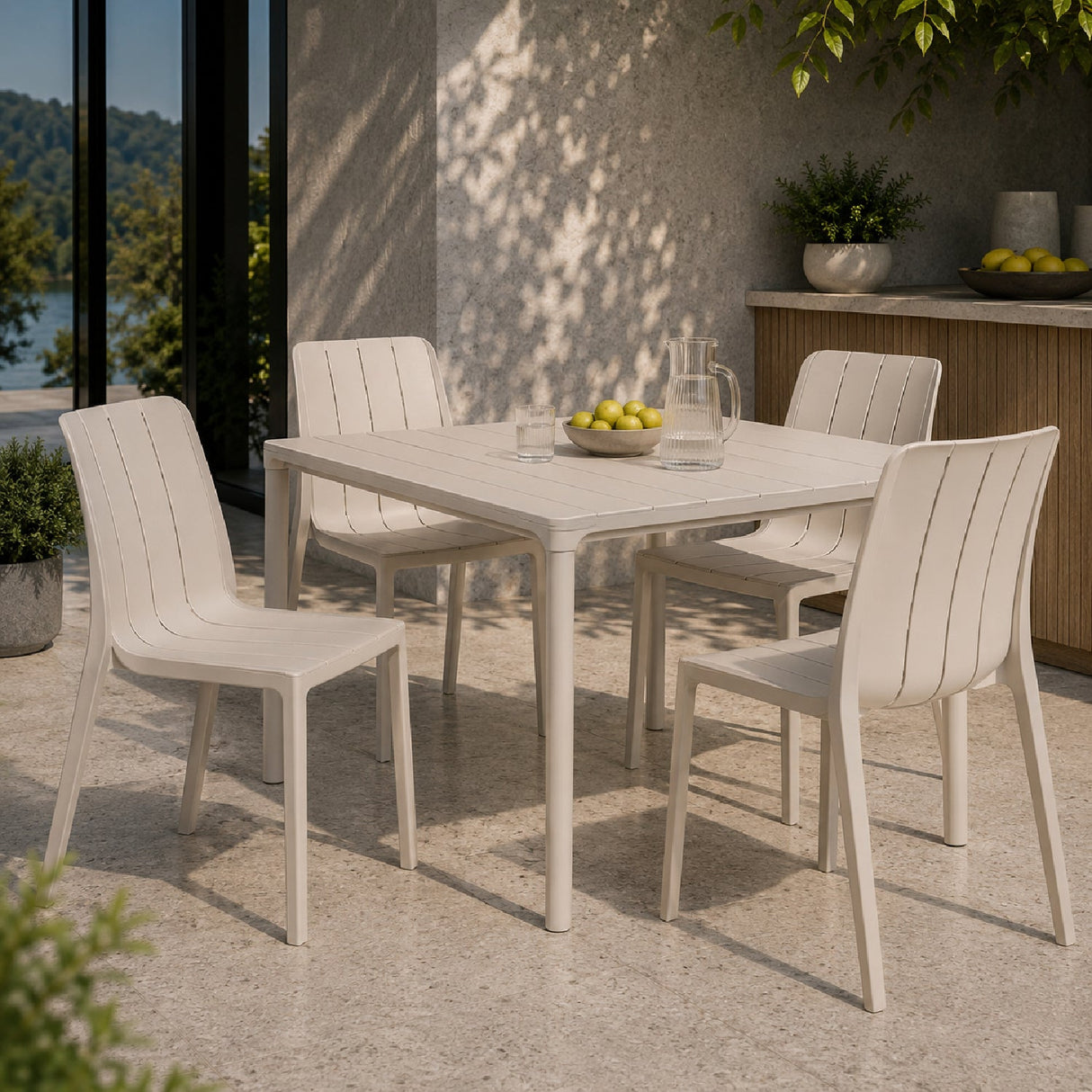 Slatted Outdoor Monobloc Dining Chair – Tiberina – outdoor alternate view 13