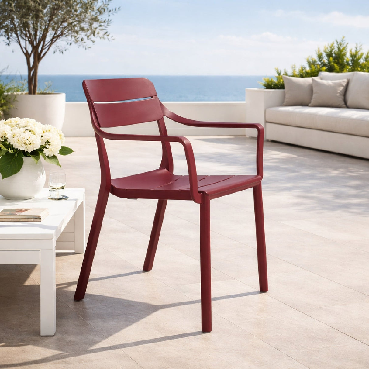 Fiberglass Outdoor Monobloc Dining Armchair – Cassia – outdoor alternate view 8