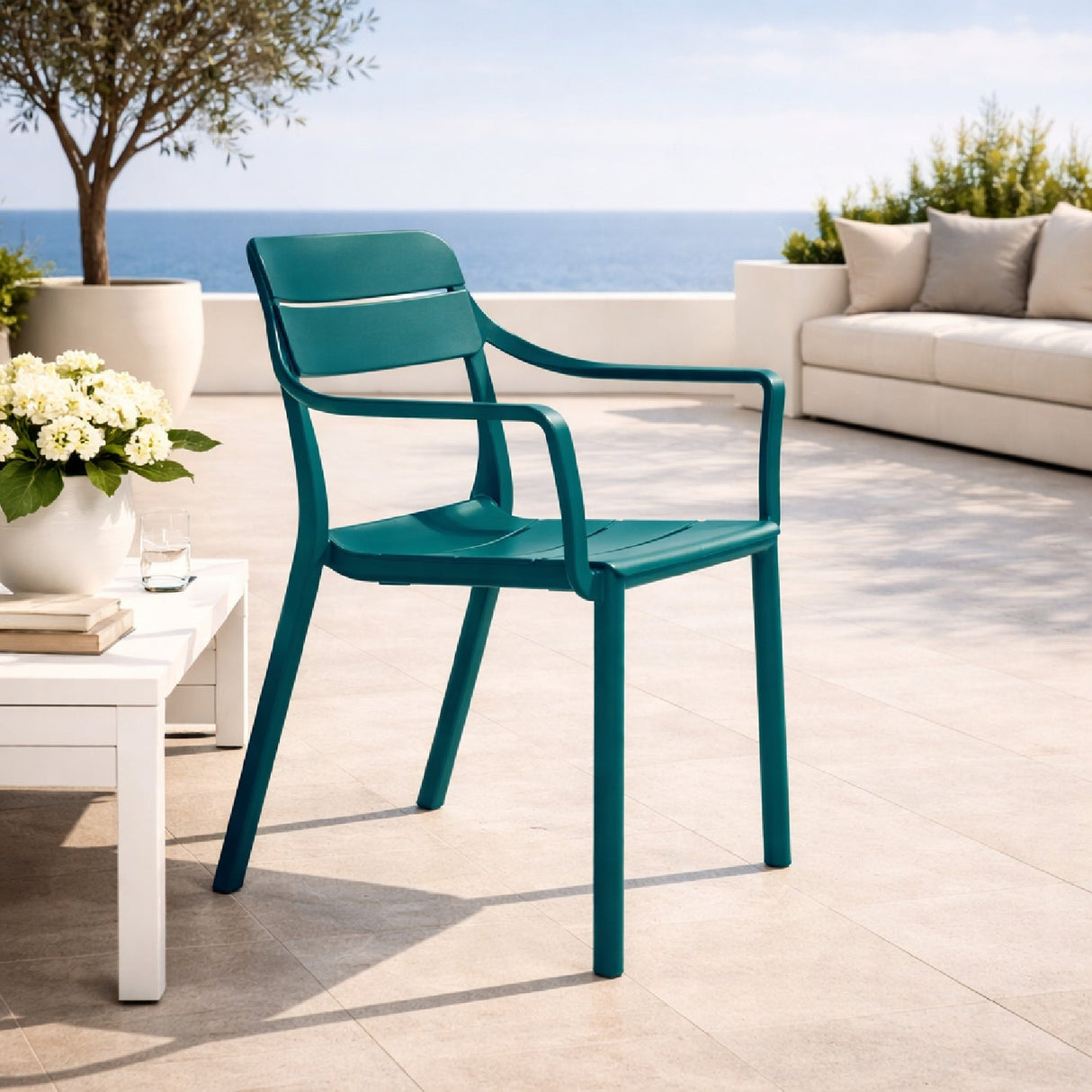 Fiberglass Outdoor Monobloc Dining Armchair – Cassia – outdoor alternate view 10