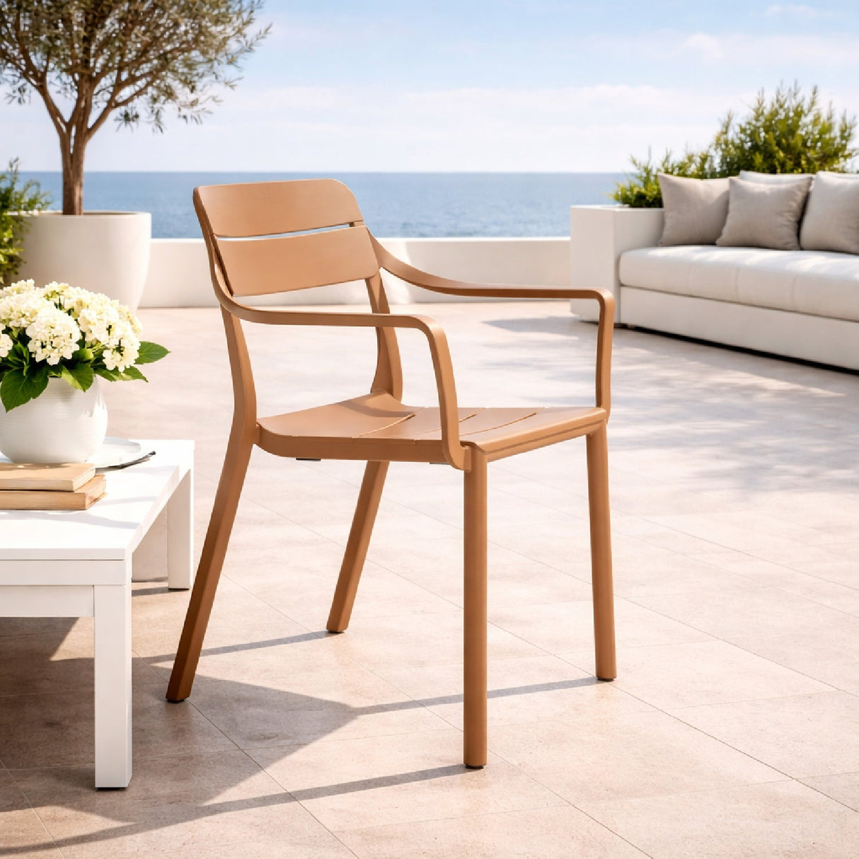Fiberglass Outdoor Monobloc Dining Armchair – Cassia – outdoor alternate view 12