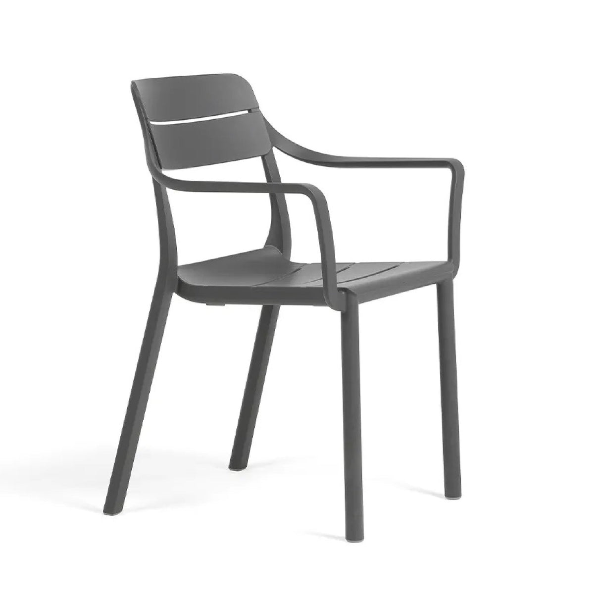 Regenerated Fiberglass Outdoor Dining Armchair – Cassia – outdoor front view