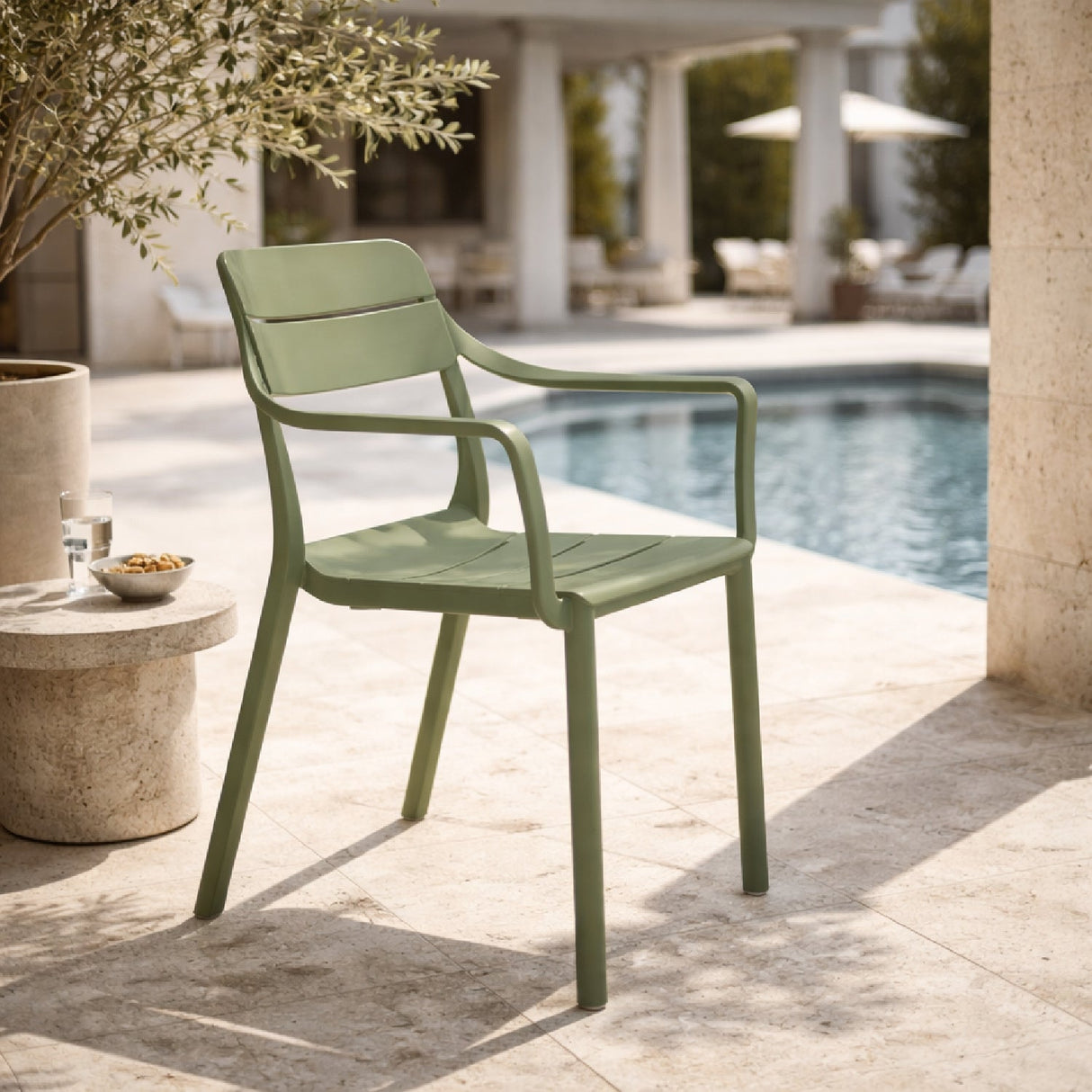 Regenerated Fiberglass Outdoor Dining Armchair – Cassia – outdoor alternate view 5