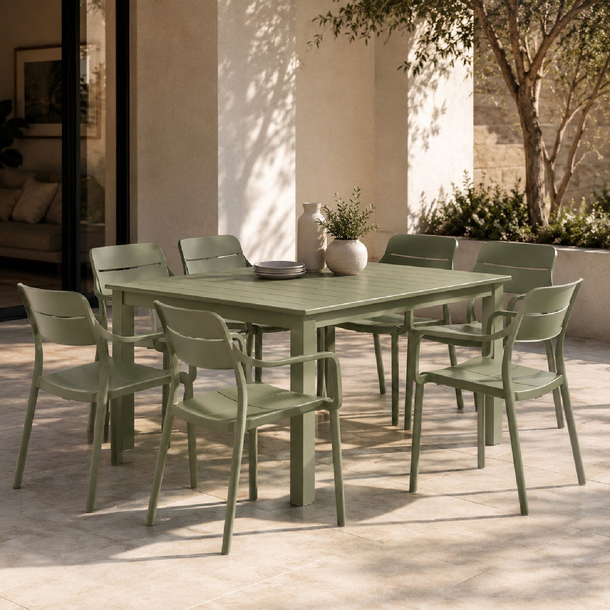 Regenerated Fiberglass Outdoor Dining Armchair – Cassia – outdoor alternate view 6