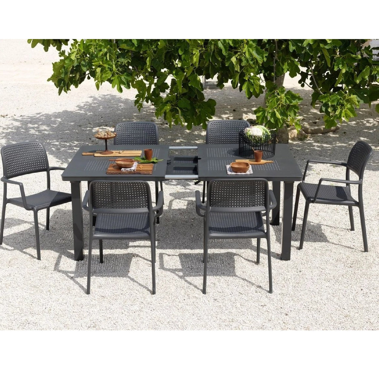 Perforated Fiberglass Outdoor Dining Armchair – Bora – outdoor alternate view 6