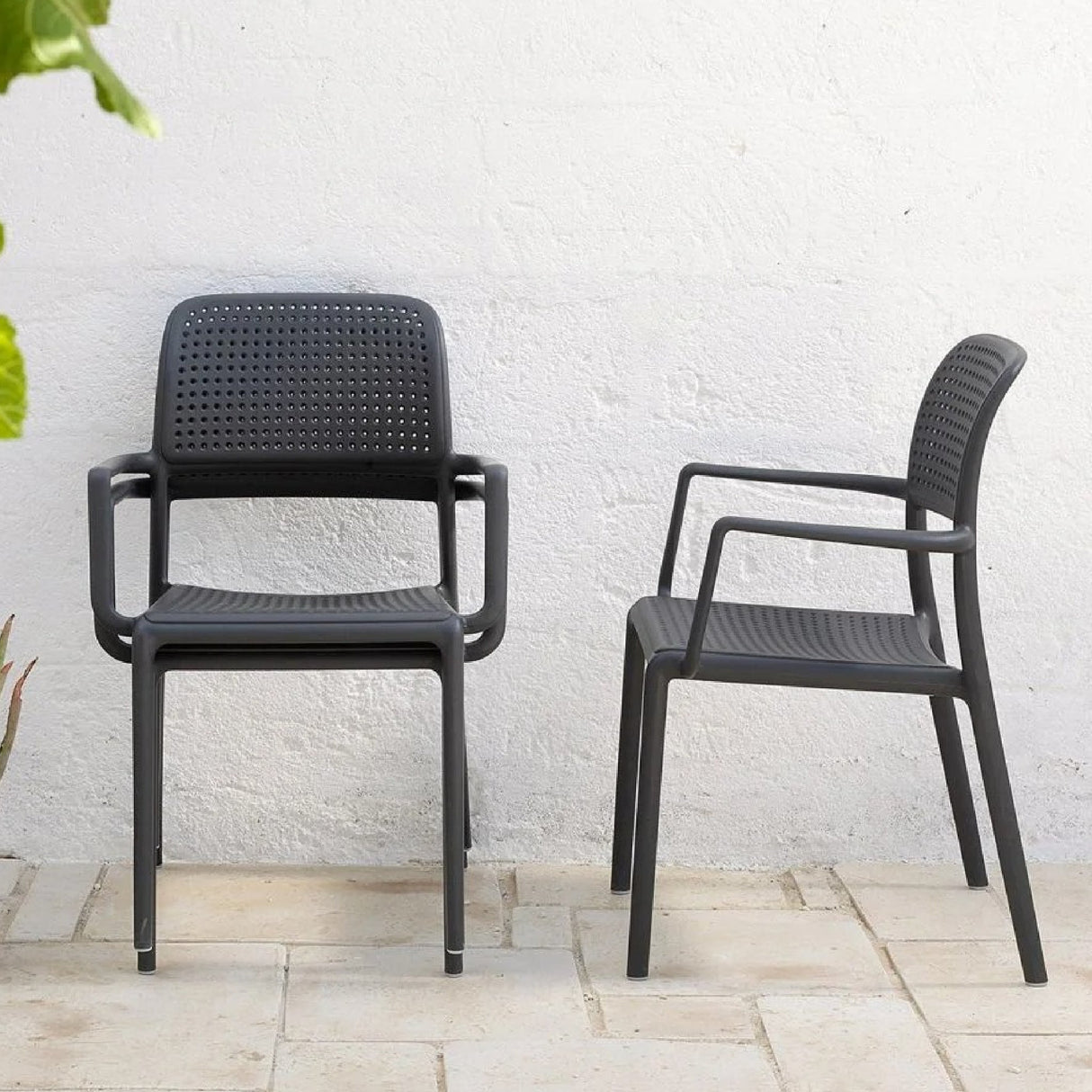 Perforated Fiberglass Outdoor Dining Armchair – Bora – outdoor alternate view 7