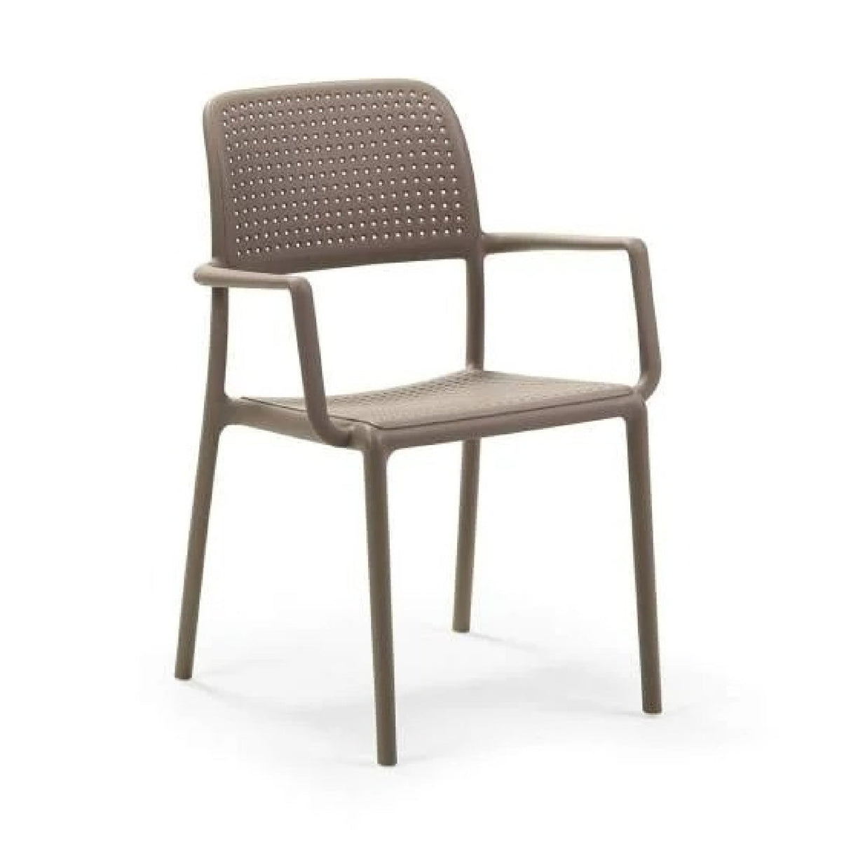 Perforated Fiberglass Outdoor Dining Armchair – Bora – outdoor rear view