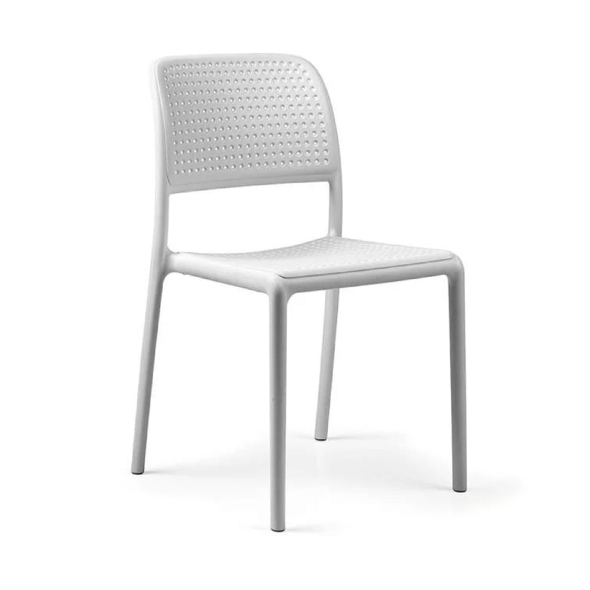 Perforated Fiberglass Outdoor Dining Chair – Bora – outdoor front view