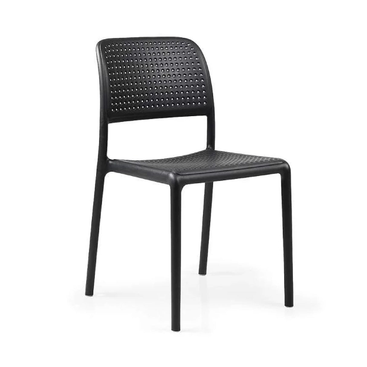 Perforated Fiberglass Outdoor Dining Chair – Bora – outdoor rear view