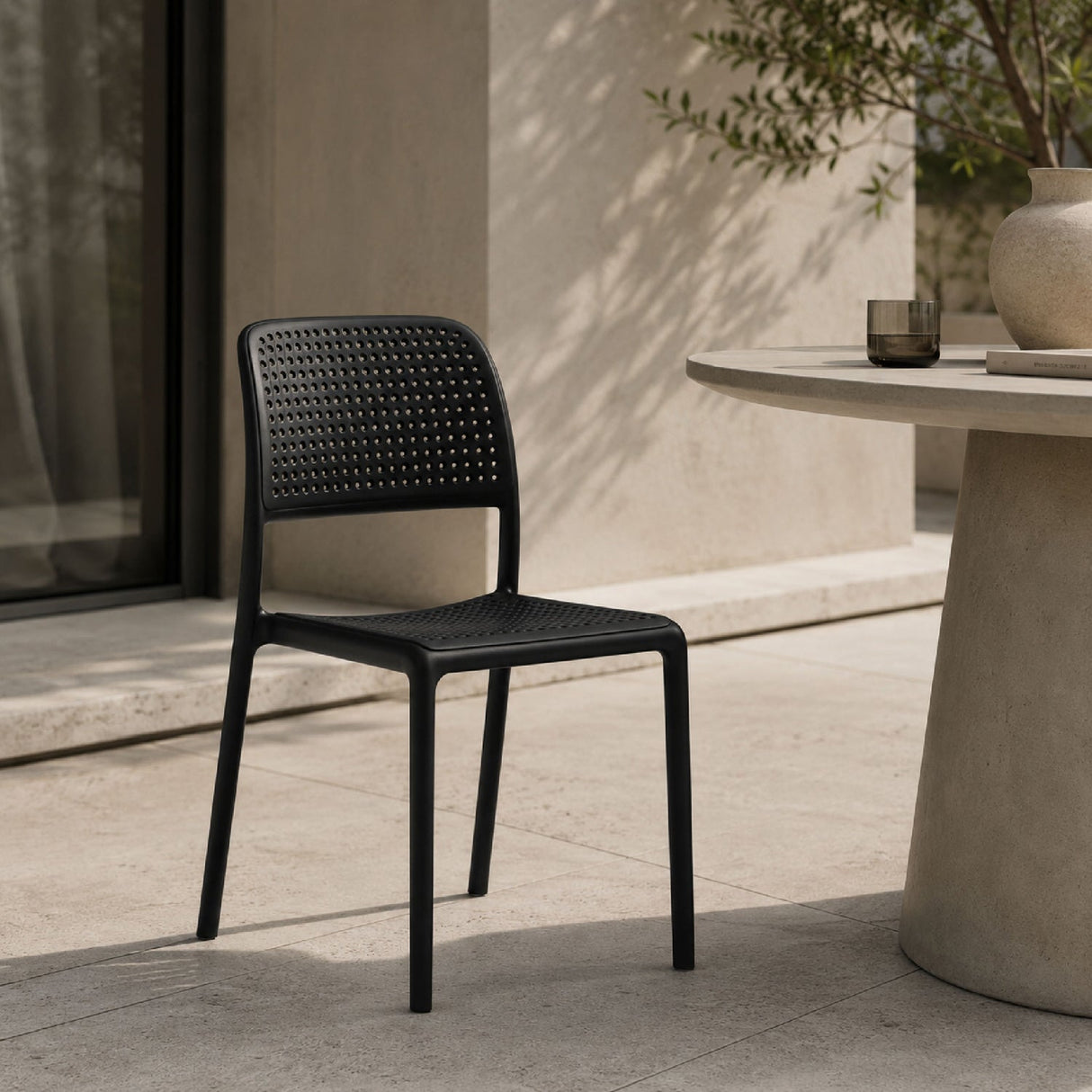 Perforated Fiberglass Outdoor Dining Chair – Bora – outdoor alternate view 5