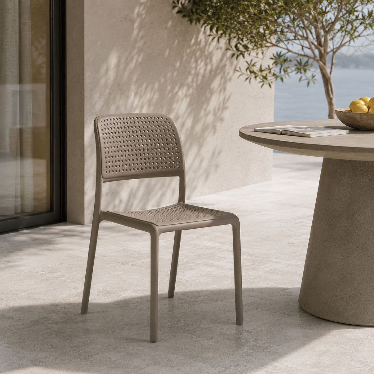 Perforated Fiberglass Outdoor Dining Chair – Bora – outdoor alternate view 7