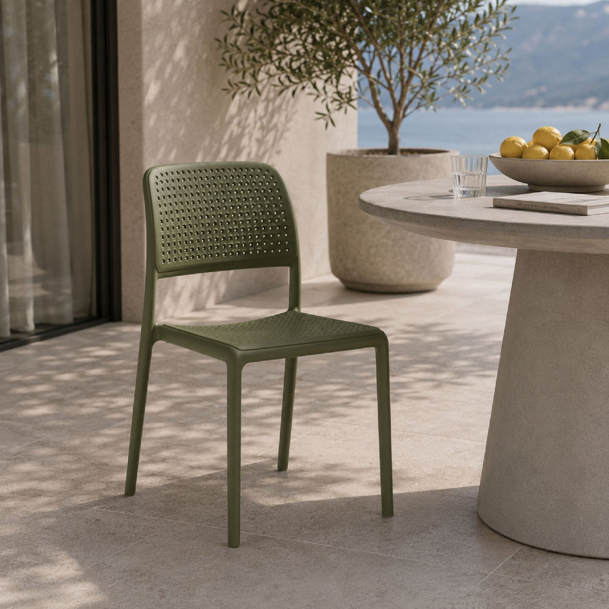Perforated Fiberglass Outdoor Dining Chair – Bora – outdoor alternate view 9