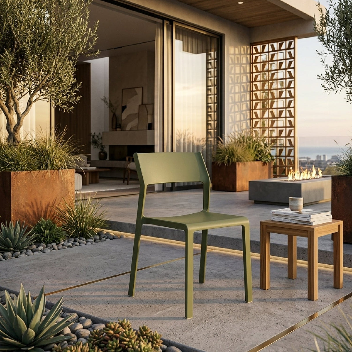 Open-back Outdoor Dining Chair – Trill – outdoor alternate view 10