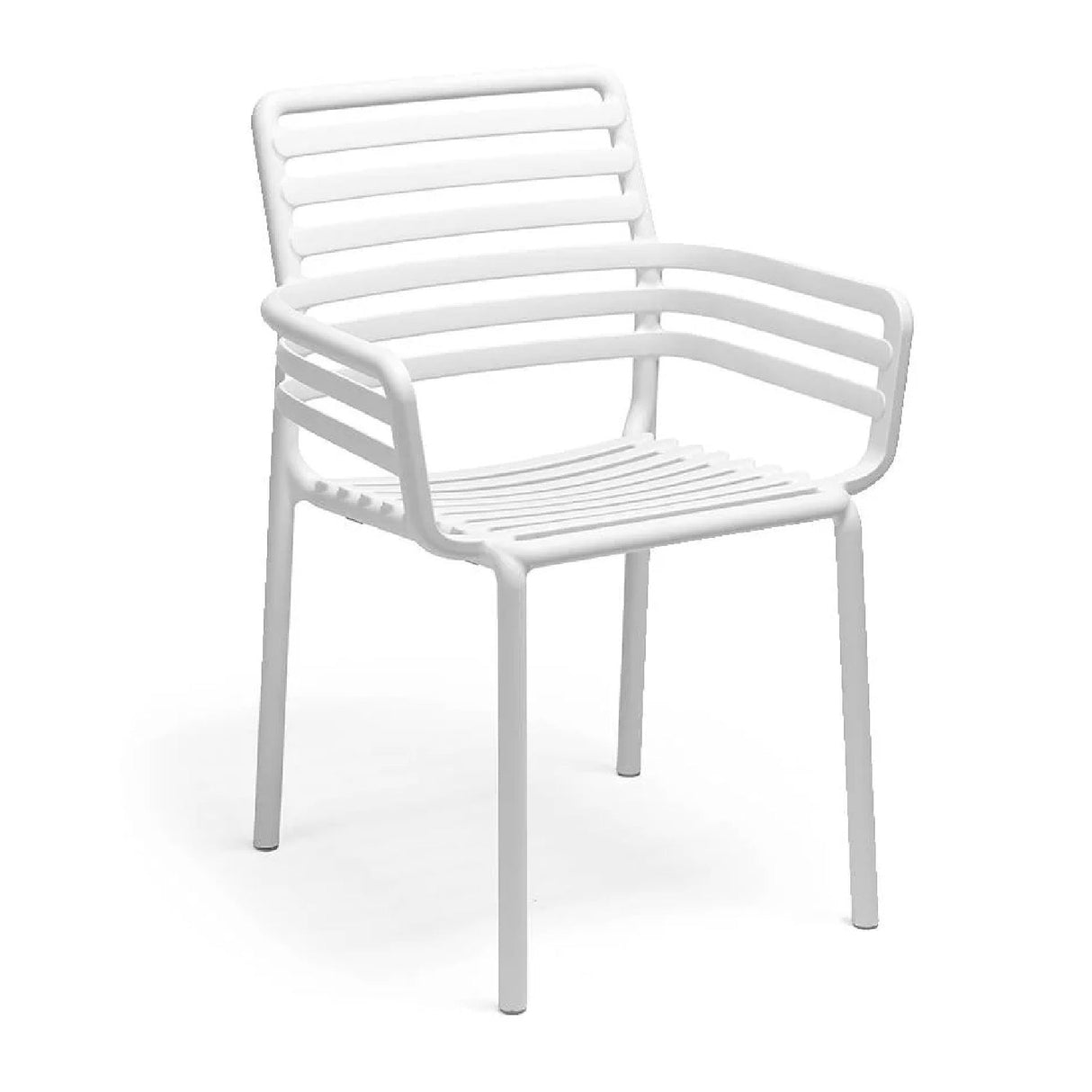 Slatted Outdoor Monobloc Dining Armchair – Doga – outdoor front view