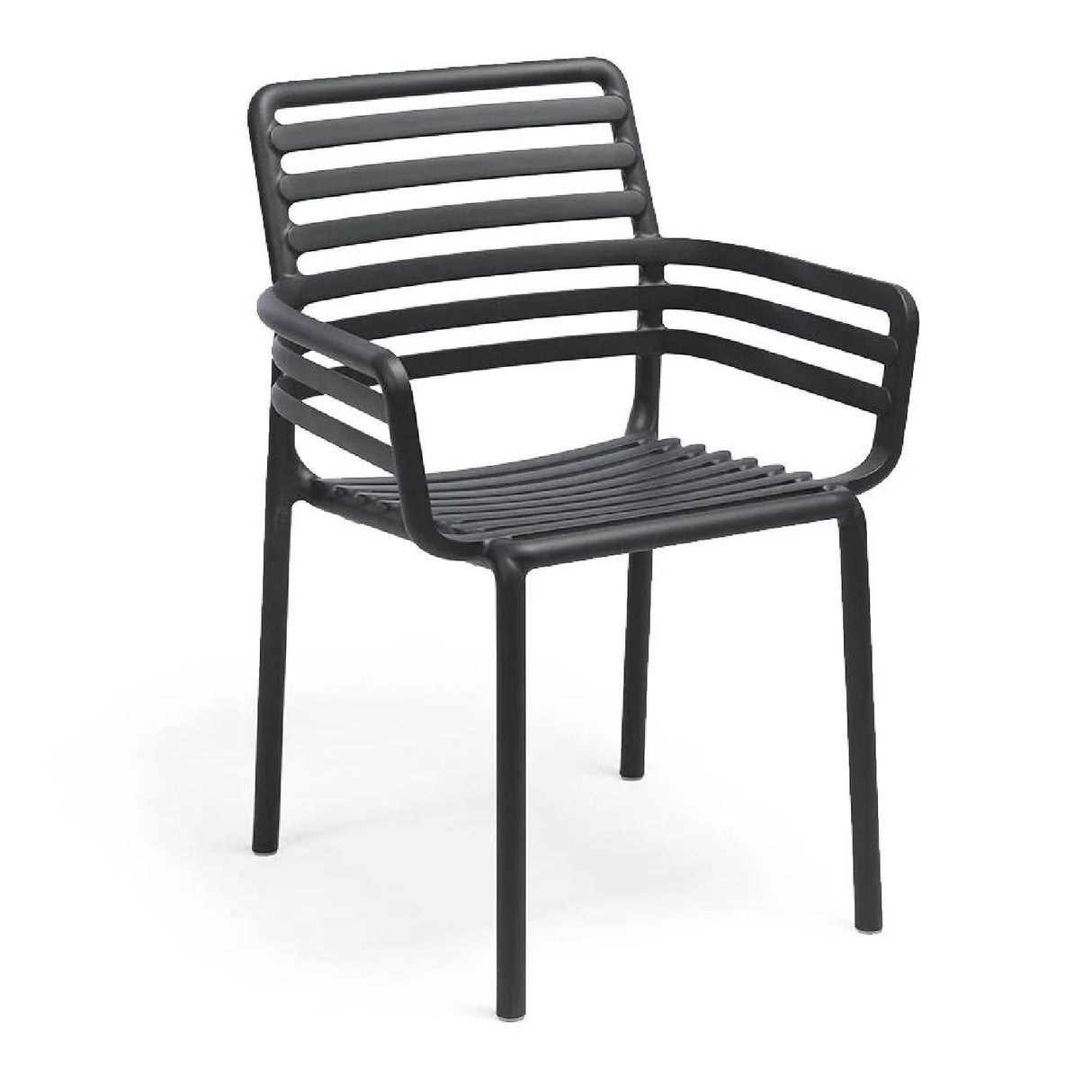 Slatted Outdoor Monobloc Dining Armchair – Doga – outdoor side profile