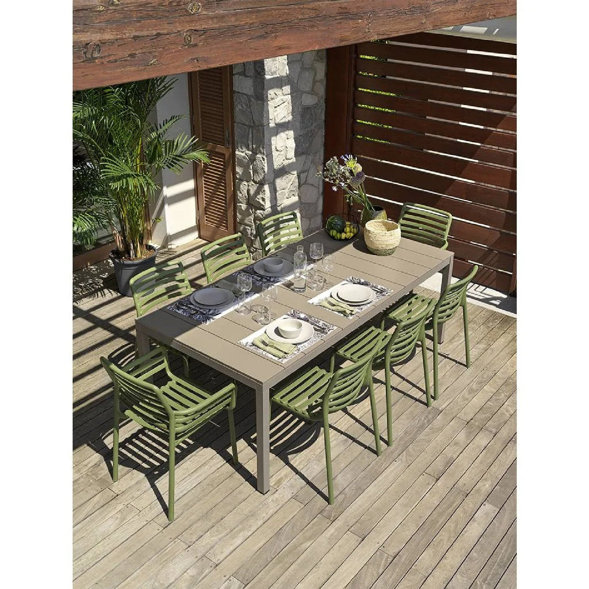 Slatted Outdoor Monobloc Dining Armchair – Doga – outdoor alternate view 21