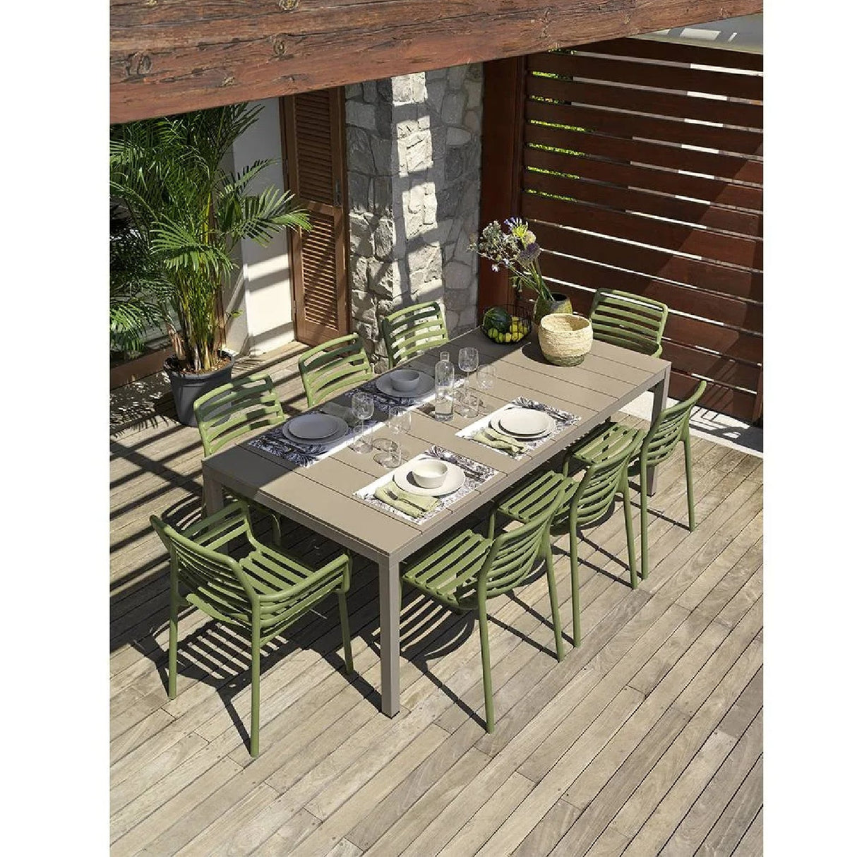 Slatted Outdoor Monobloc Dining Armchair – Doga – outdoor alternate view 24