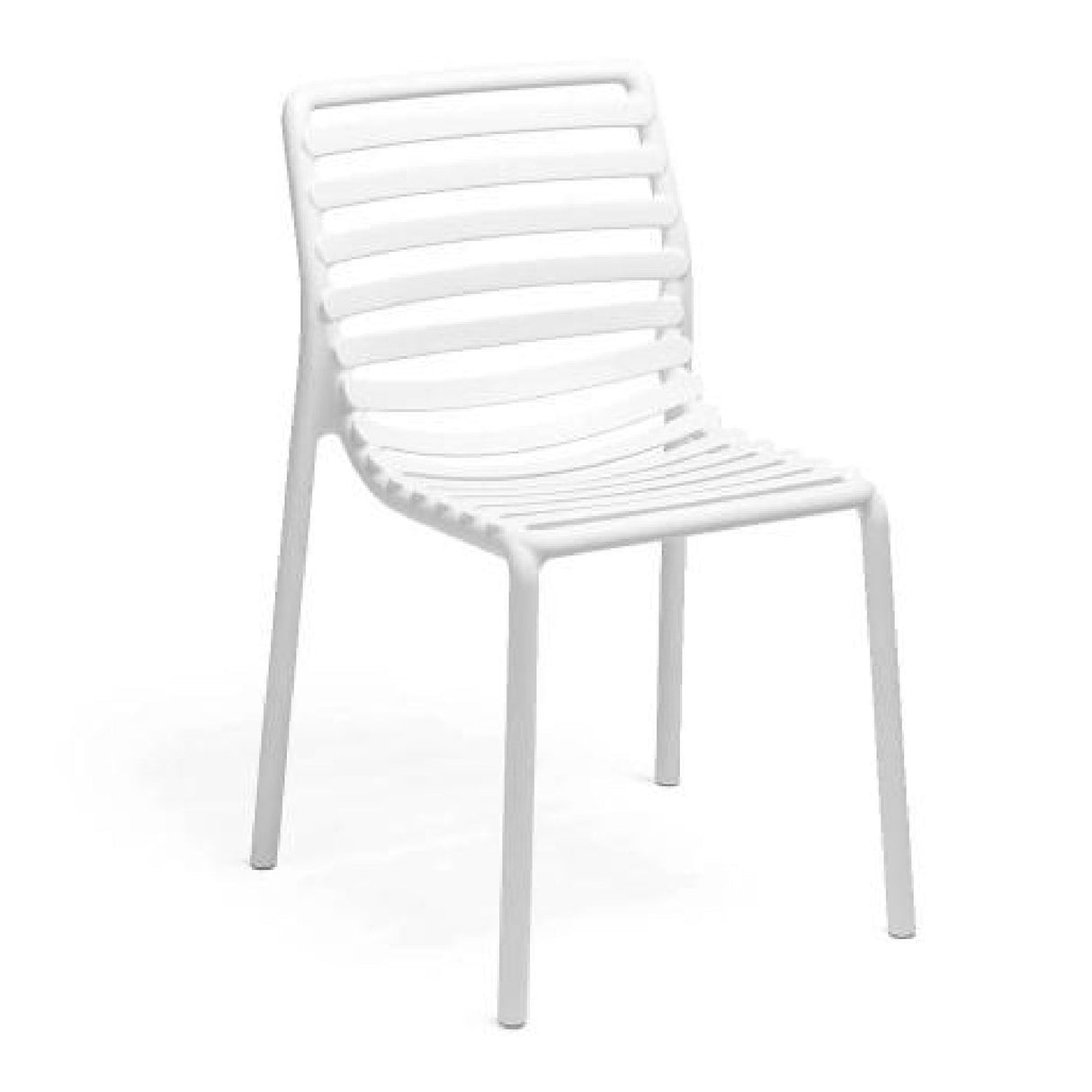 Slatted Outdoor Monobloc Dining Chair – Doga – outdoor front view