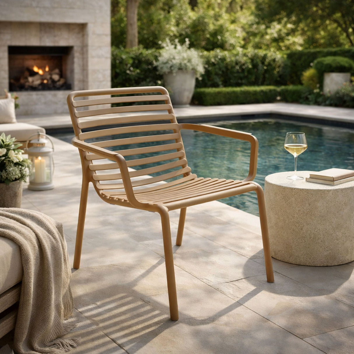 Slatted Stackable Outdoor Lounge Chair – Doga – outdoor alternate view 16