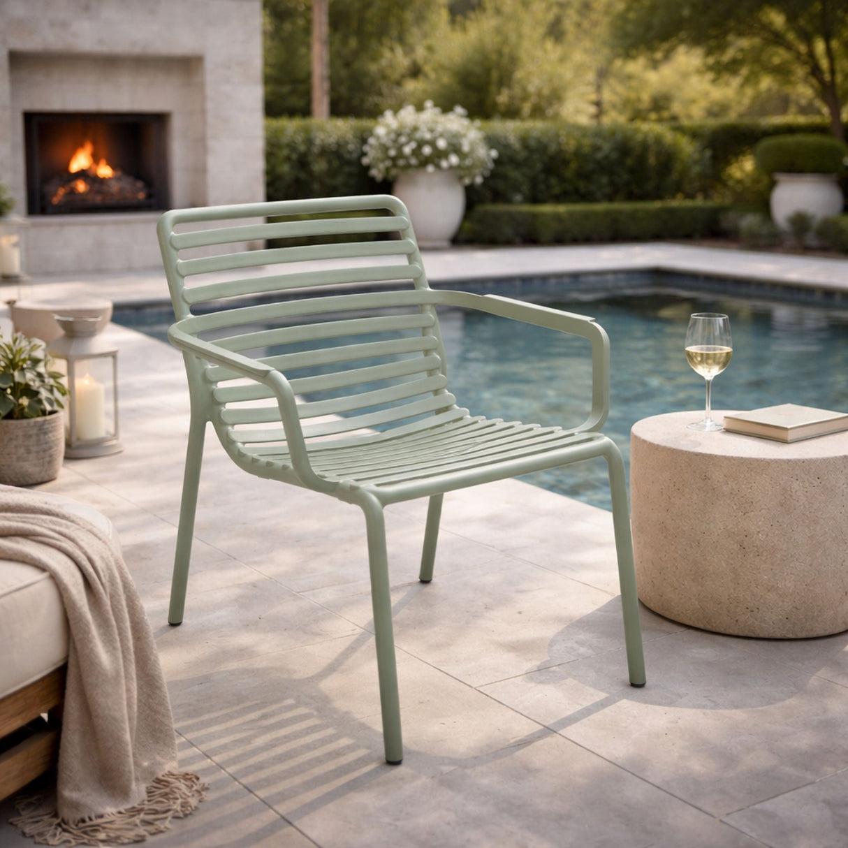Slatted Stackable Outdoor Lounge Chair – Doga – outdoor alternate view 6
