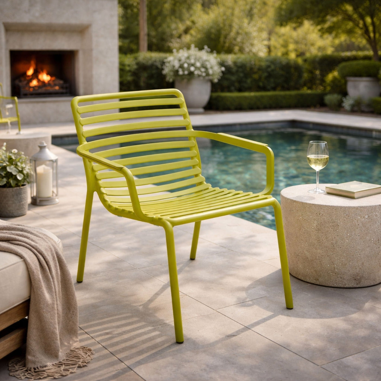 Slatted Stackable Outdoor Lounge Chair – Doga – outdoor alternate view 10