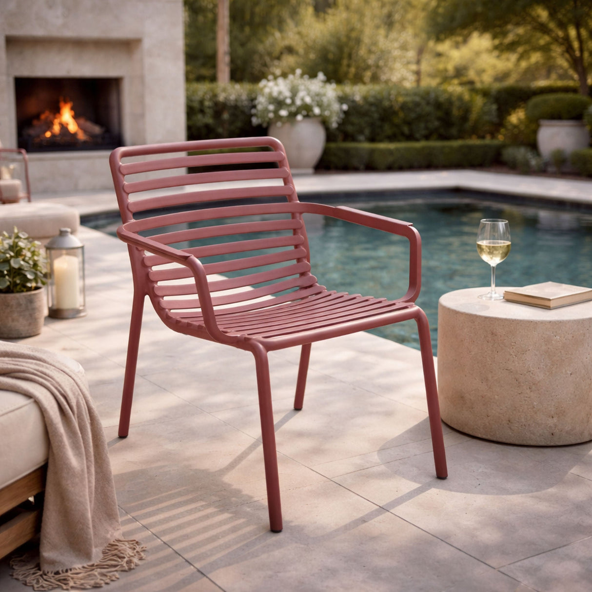 Slatted Stackable Outdoor Lounge Chair – Doga – outdoor alternate view 12