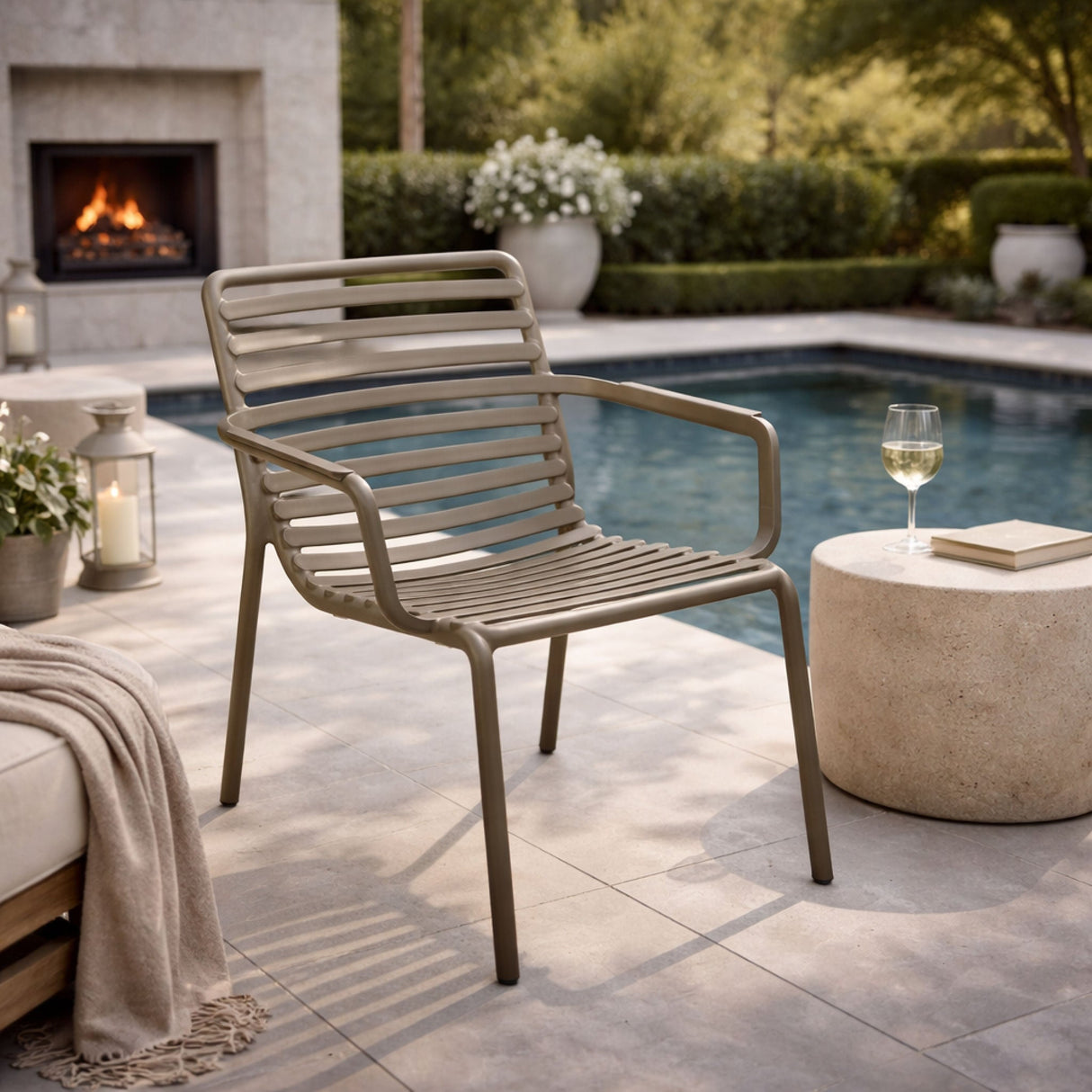 Slatted Stackable Outdoor Lounge Chair – Doga – outdoor alternate view 14