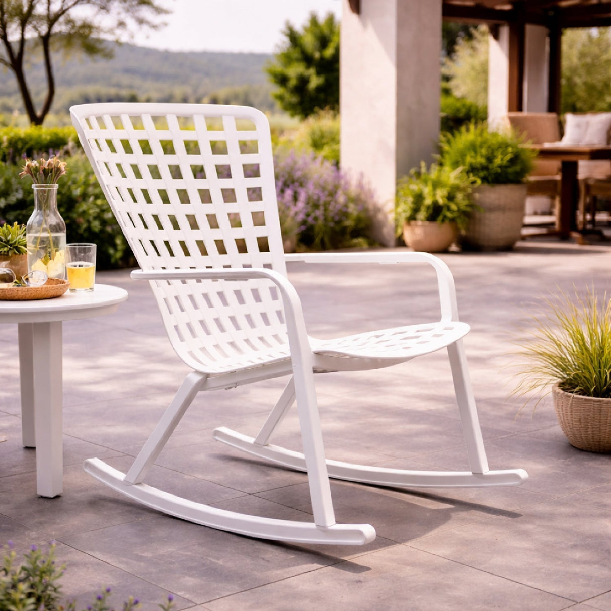 Square Perforated Reclining Outdoor Armchair – Folio – outdoor alternate view 22
