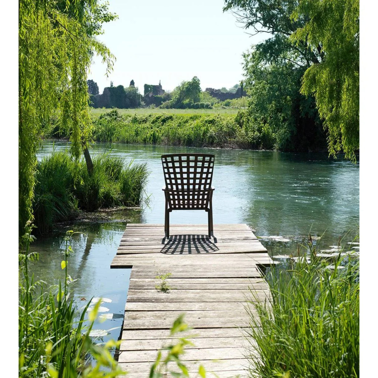 Square Perforated Reclining Outdoor Armchair – Folio – outdoor alternate view 31