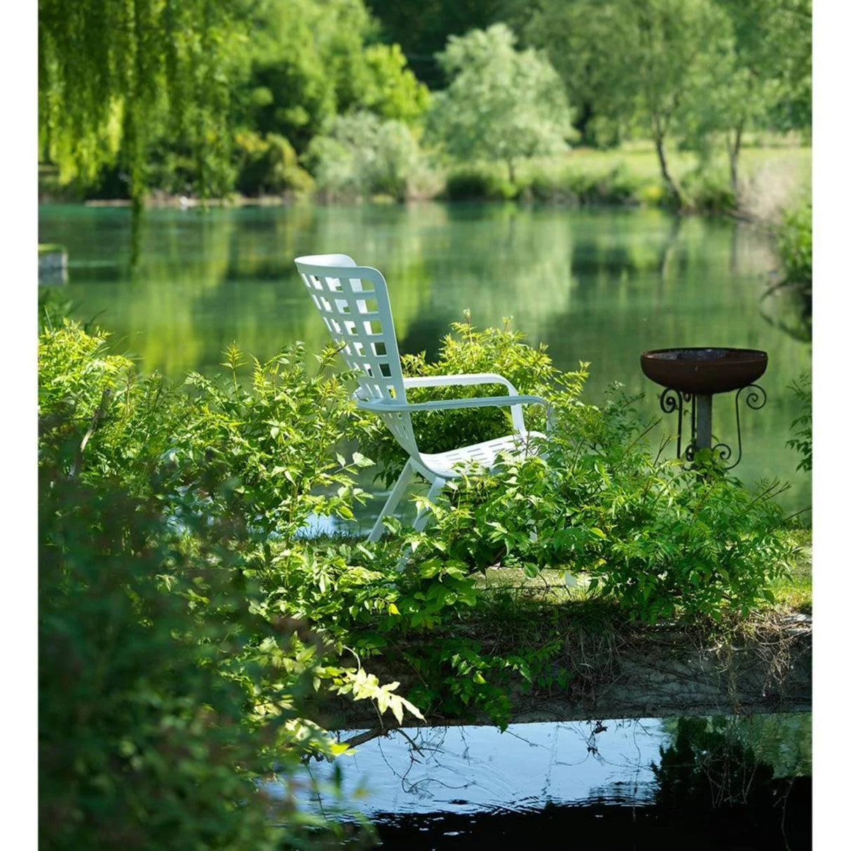 Square Perforated Reclining Outdoor Armchair – Folio – outdoor alternate view 32