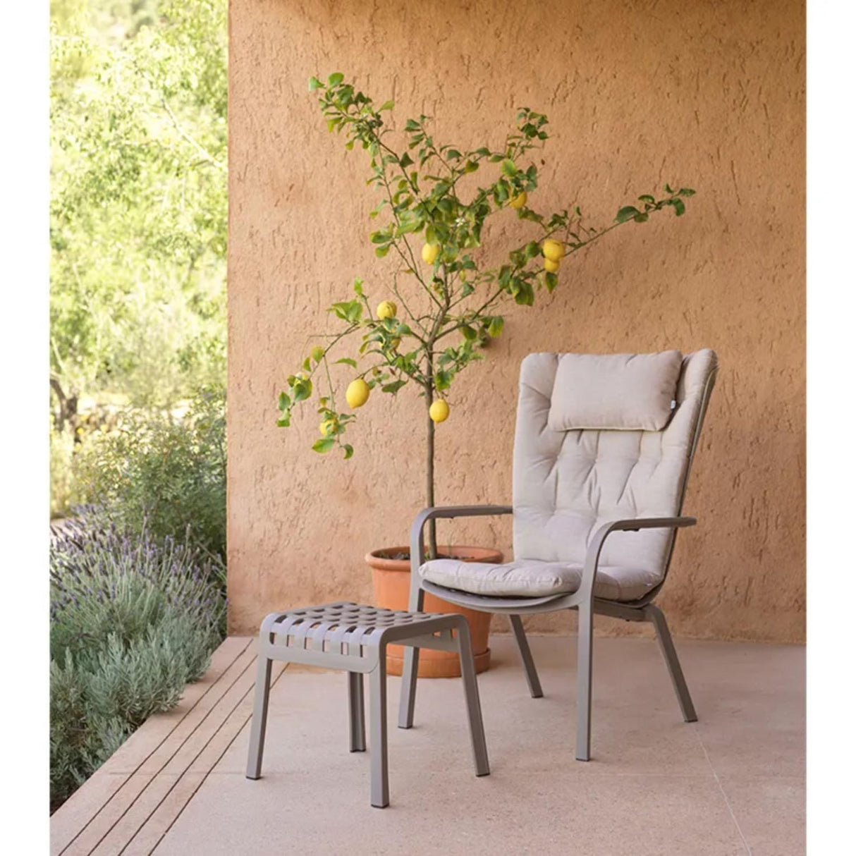 Square Perforated Reclining Outdoor Armchair – Folio – outdoor alternate view 34