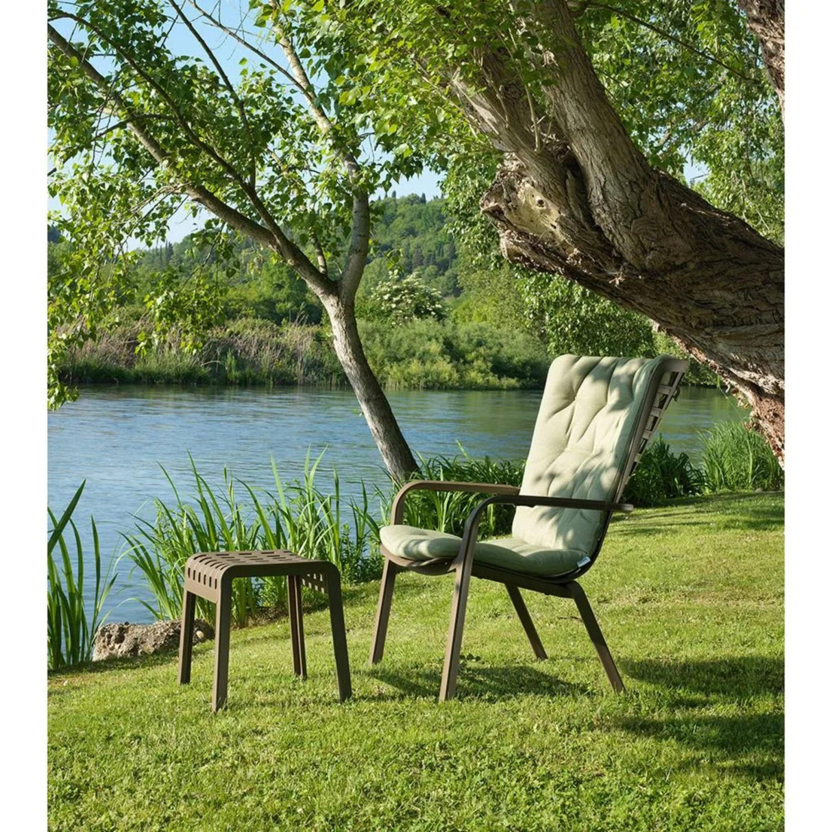 Square Perforated Reclining Outdoor Armchair – Folio – outdoor alternate view 36