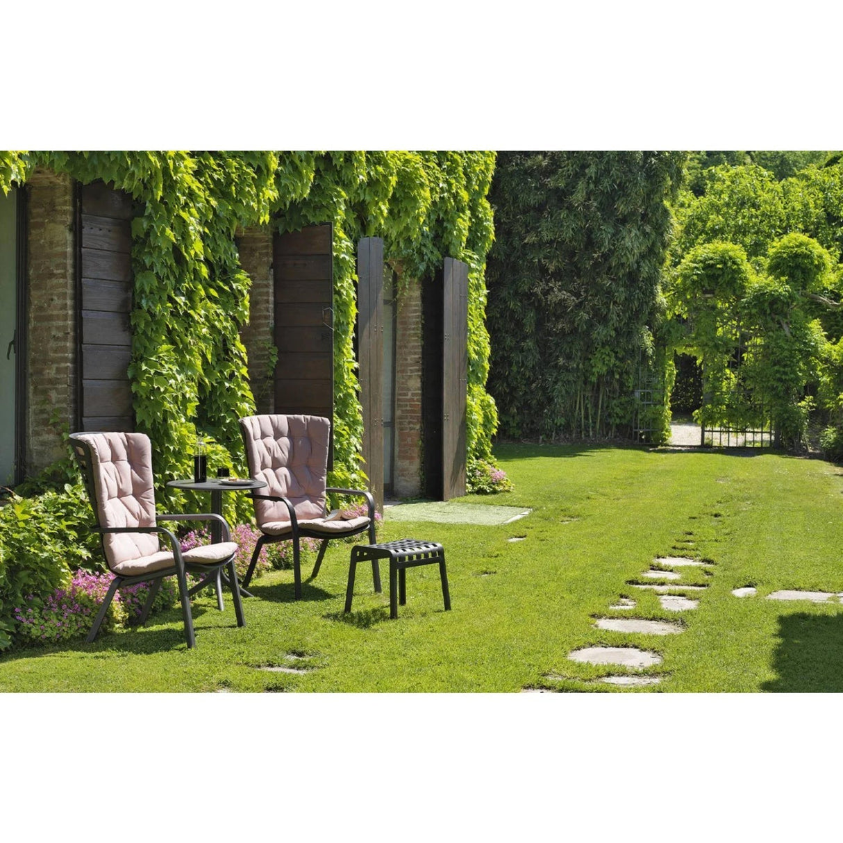 Square Perforated Reclining Outdoor Armchair – Folio – outdoor alternate view 38