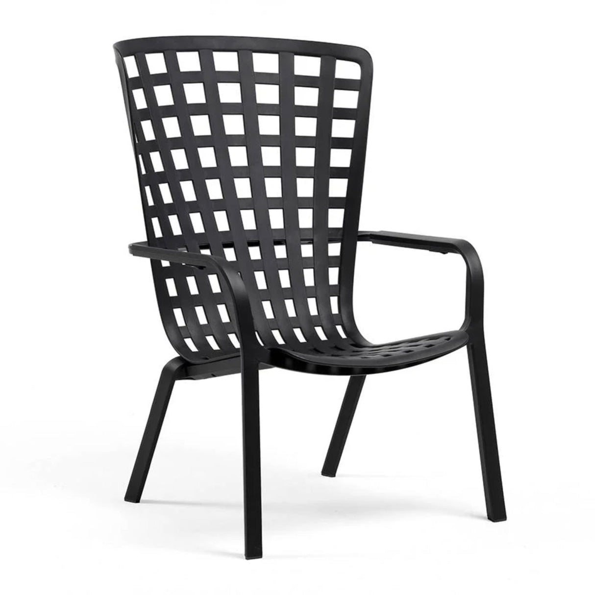 Square Perforated Reclining Outdoor Armchair – Folio – outdoor side profile
