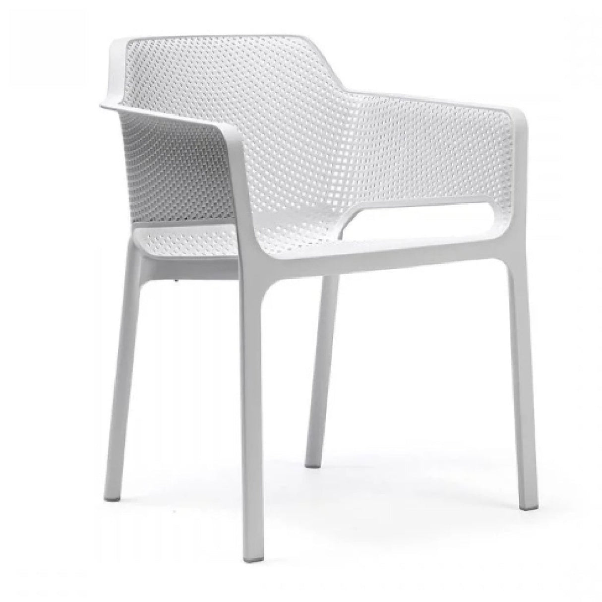 Square Perforated Outdoor Dining Armchair – Net – outdoor front view