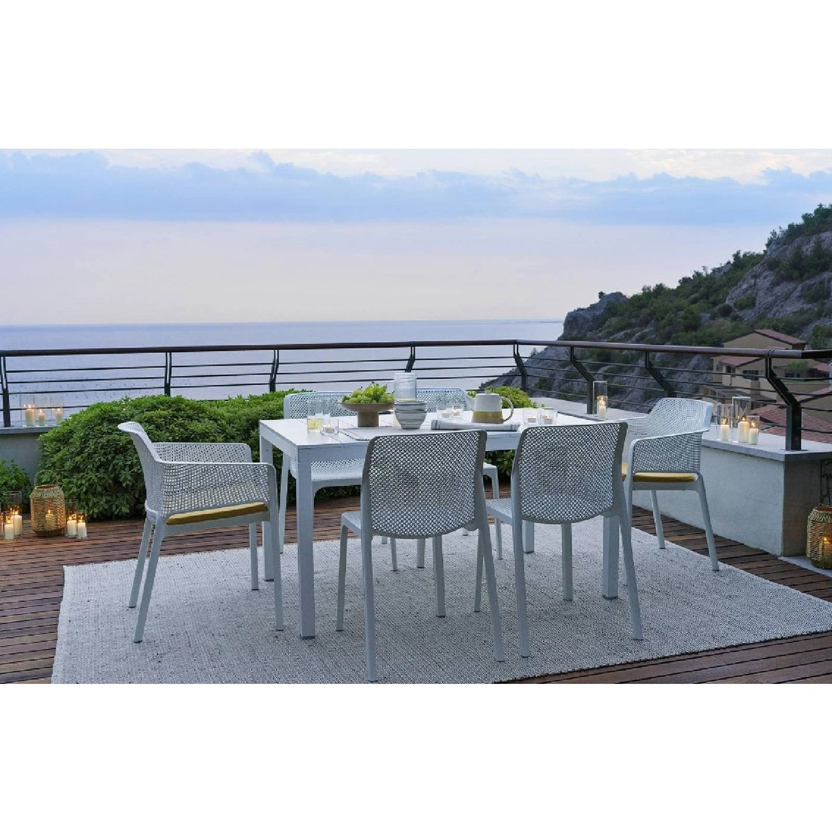 Square Perforated Outdoor Dining Armchair – Net – outdoor alternate view 21