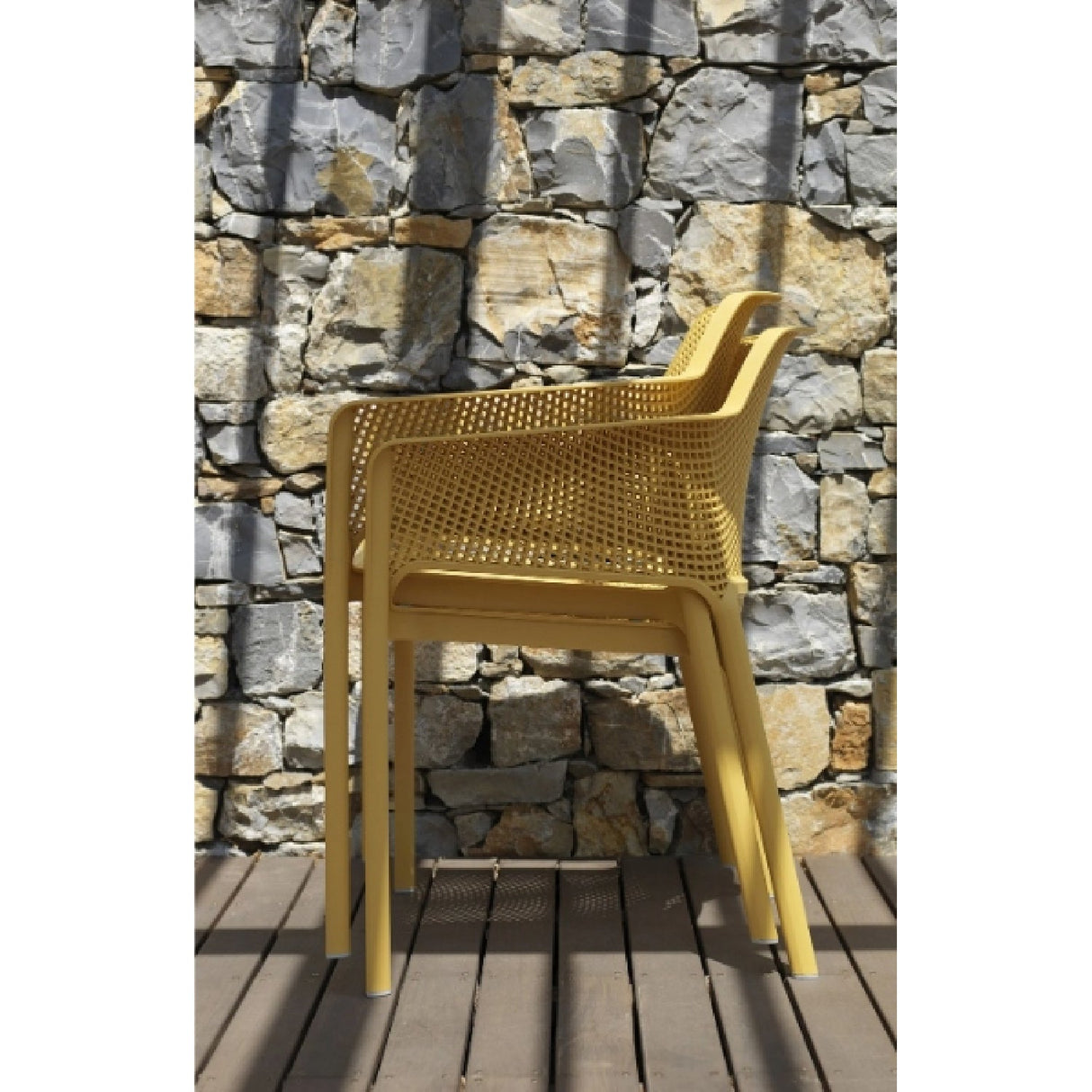 Square Perforated Outdoor Dining Armchair – Net – outdoor alternate view 18
