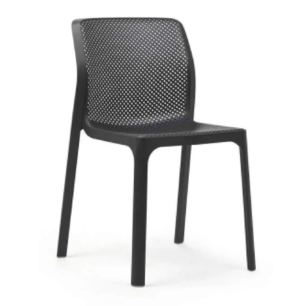 Perforated Monobloc Outdoor Dining Chair – Bit – outdoor side profile