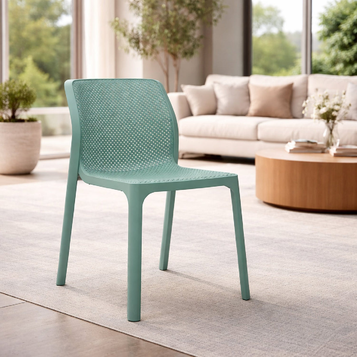 Perforated Monobloc Outdoor Dining Chair – Bit – outdoor alternate view 6