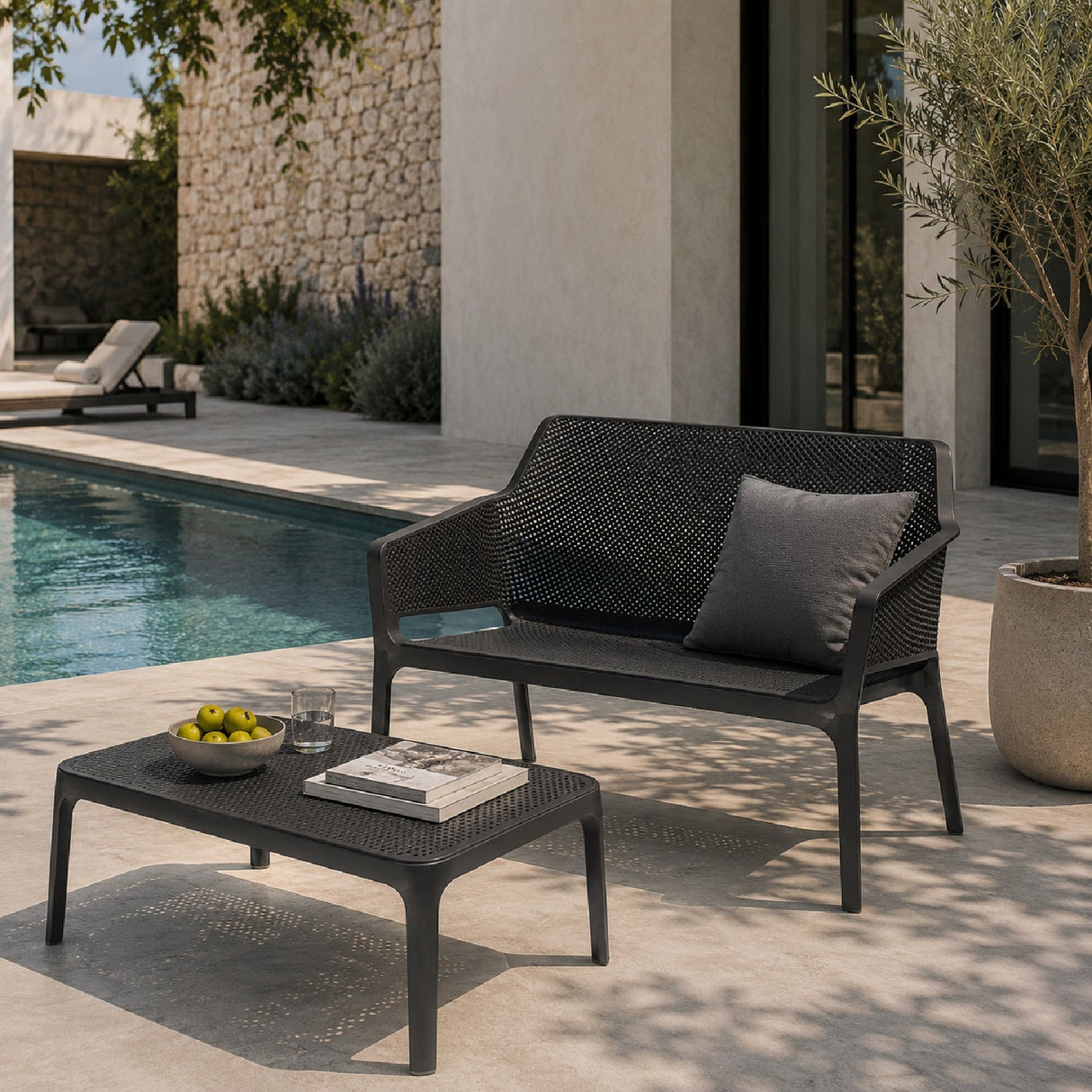 Outdoor Perforated 2-Seater Bench – Net – outdoor alternate view 7