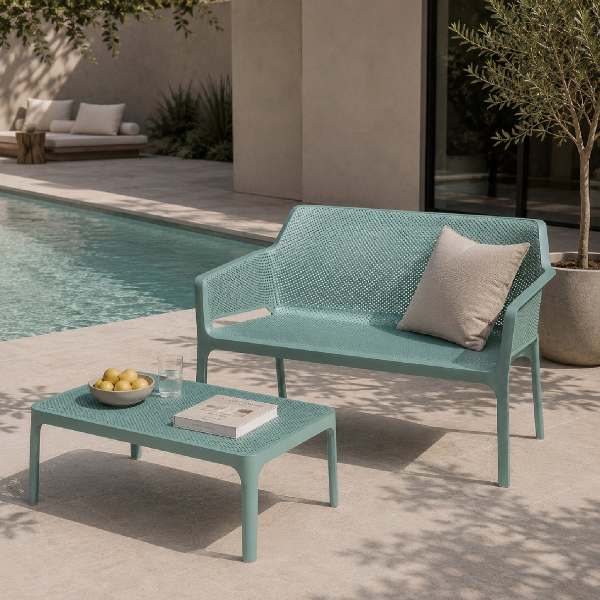 Outdoor Perforated 2-Seater Bench – Net – outdoor alternate view 10