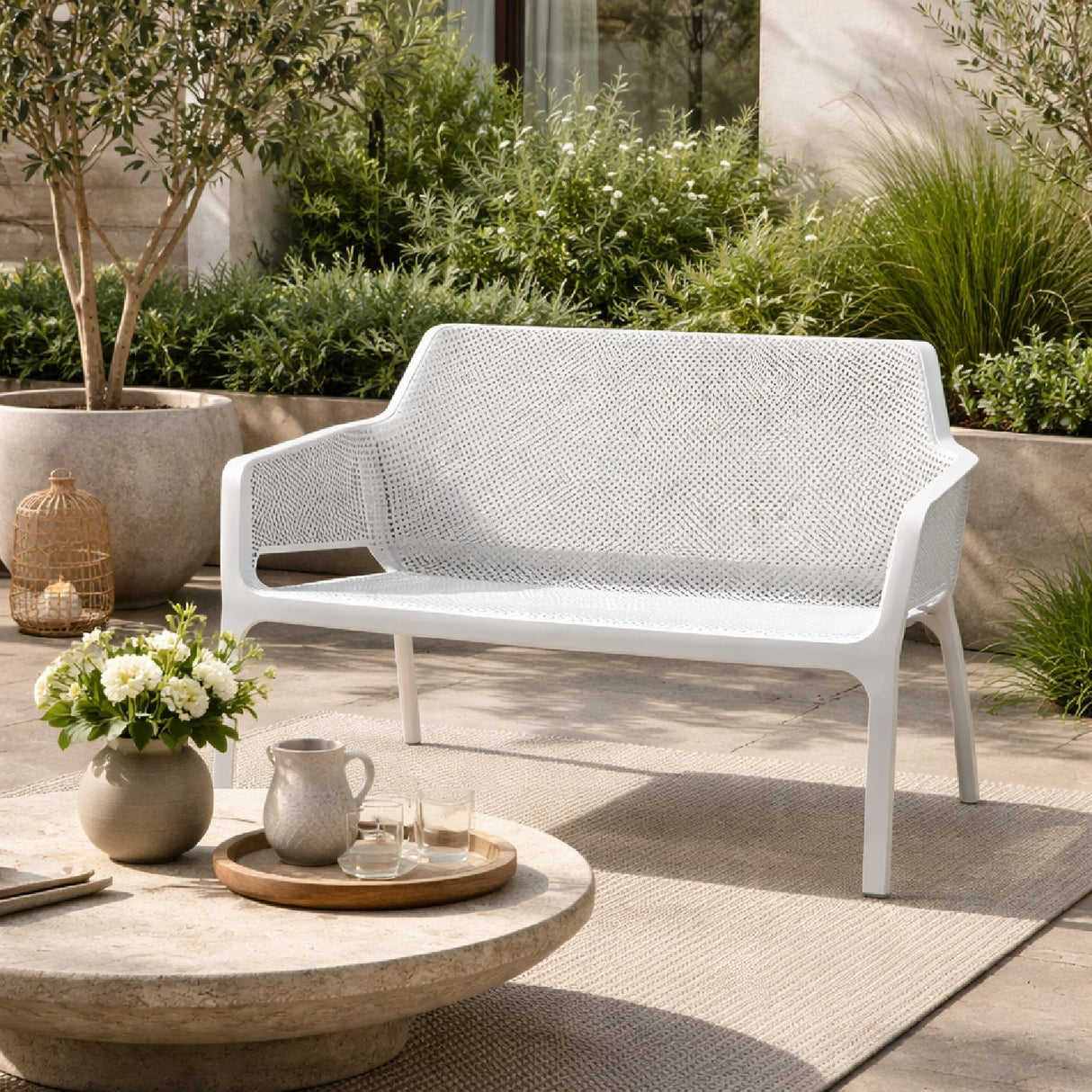 Outdoor Perforated 2-Seater Bench | Nardi Net | OROA.com