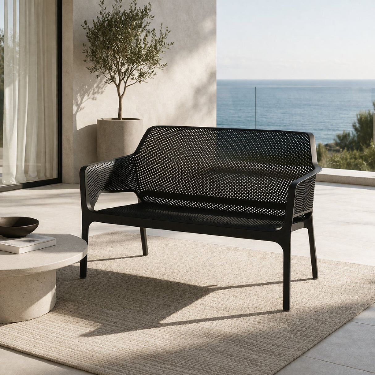 Outdoor Perforated 2-Seater Bench – Net – outdoor alternate view 8