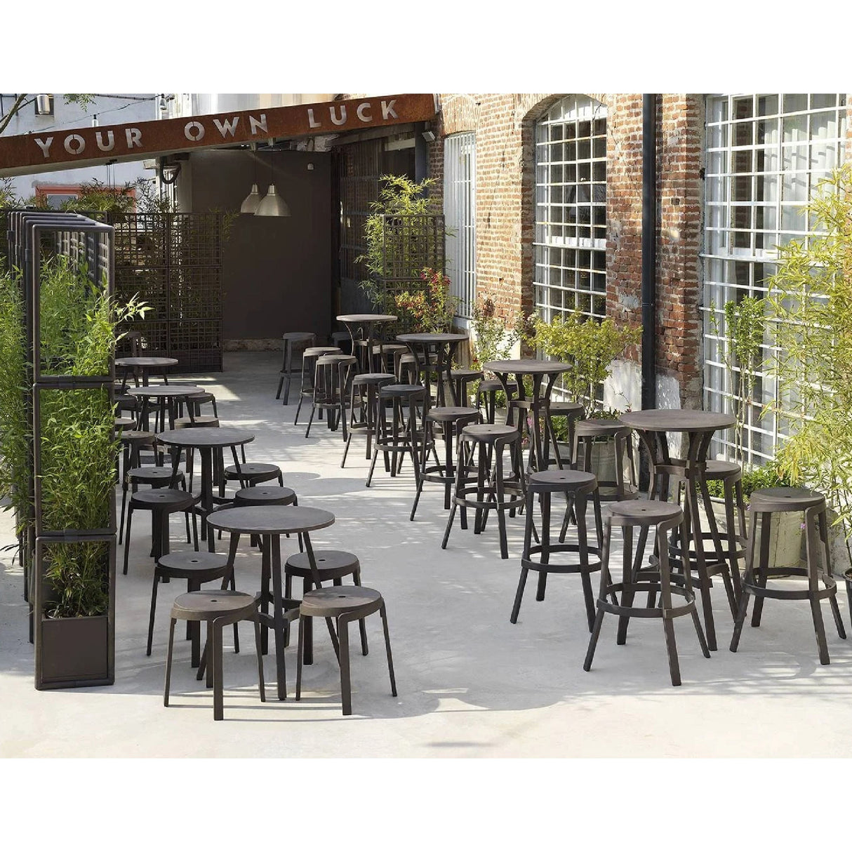 Regenerated Fiberglass Round Outdoor Stool – Stack Mini – outdoor alternate view 13