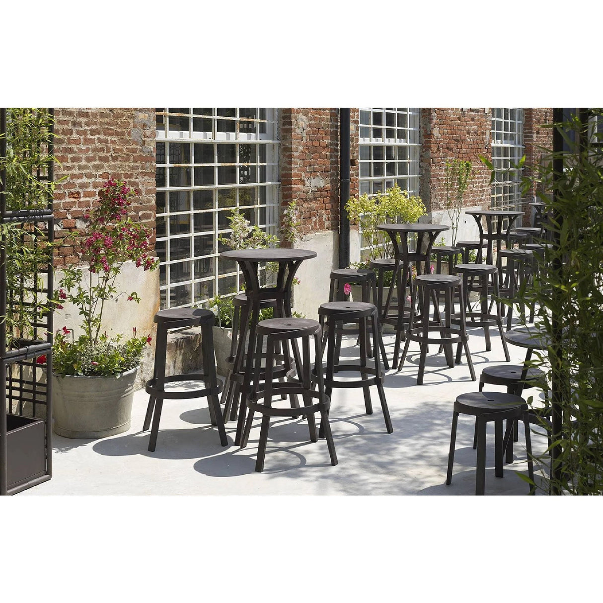 Regenerated Fiberglass Round Outdoor Stool – Stack Mini – outdoor alternate view 15